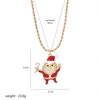 Wholesale Christmas Streetwear Santa Claus Copper Enamel Plating Inlay Pearl Zircon Pendant Necklace sku image 1
