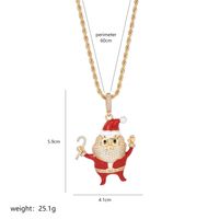 Wholesale Christmas Streetwear Santa Claus Copper Enamel Plating Inlay Pearl Zircon Pendant Necklace sku image 3