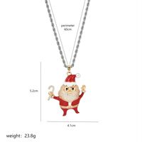 Wholesale Christmas Streetwear Santa Claus Copper Enamel Plating Inlay Pearl Zircon Pendant Necklace sku image 2