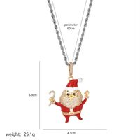 Wholesale Christmas Streetwear Santa Claus Copper Enamel Plating Inlay Pearl Zircon Pendant Necklace sku image 4