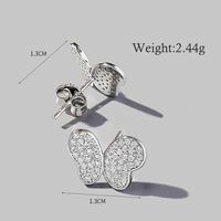 1 Pair Cute Sweet Triangle Heart Shape Plating Inlay Sterling Silver Zircon White Gold Plated Rhodium Plated Ear Studs sku image 7