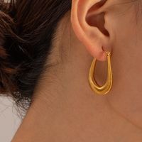 1 Pair IG Style Simple Style U Shape 304 Stainless Steel 18K Gold Plated Earrings main image 5