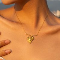 Wholesale Elegant Lady Heart Shape Stainless Steel Plating 18k Gold Plated Pendant Necklace main image 4