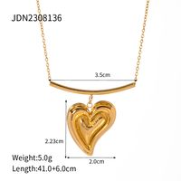 Wholesale Elegant Lady Heart Shape Stainless Steel Plating 18k Gold Plated Pendant Necklace sku image 1