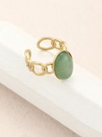 Zinc Alloy Gold Plated Retro Roman Style Inlay Geometric Resin Open Rings main image 3