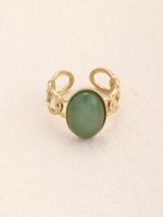 Zinc Alloy Gold Plated Retro Roman Style Inlay Geometric Resin Open Rings main image 4
