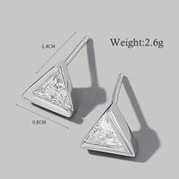 1 Pair Cute Sweet Triangle Heart Shape Plating Inlay Sterling Silver Zircon White Gold Plated Rhodium Plated Ear Studs sku image 4