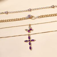 Simple Style Cross Snake Alloy Inlay Rhinestones Women's Layered Necklaces main image 4