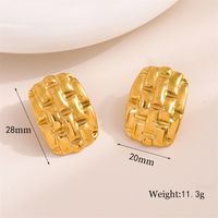 1 Pair Retro Simple Style Plaid Rectangle Plating 201 Stainless Steel 18K Gold Plated Ear Studs main image 5