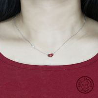 Sexy Romantic Lips Sterling Silver Plating Chain Inlay Zircon White Gold Plated Pendant Necklace main image 3