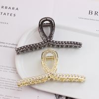 Simple Style Solid Color Alloy Plating Diamond Rhinestones Pearl Hair Claws main image 2