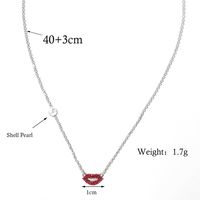 Sexy Romantic Lips Sterling Silver Plating Chain Inlay Zircon White Gold Plated Pendant Necklace sku image 1