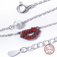 Sexy Romantic Lips Sterling Silver Plating Chain Inlay Zircon White Gold Plated Pendant Necklace main image 4