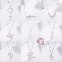 Simple Style Commute Cross Letter Sterling Silver Plating Inlay Zircon White Gold Plated Pendant Necklace main image 1