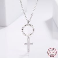 Simple Style Commute Cross Letter Sterling Silver Plating Inlay Zircon White Gold Plated Pendant Necklace main image 2