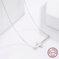 Simple Style Commute Cross Letter Sterling Silver Plating Inlay Zircon White Gold Plated Pendant Necklace main image 3