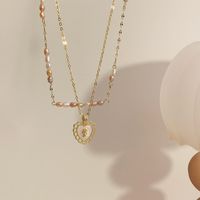 Elegant Heart Shape Alloy Plastic Women's Layered Necklaces main image 5
