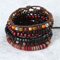 Casual Punk Cool Style Leaf Skull Pu Leather Alloy Men's Bracelets main image 7