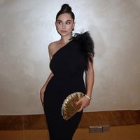 Women's Party Dress Elegant Sexy Oblique Collar Feather Sleeveless Solid Color Maxi Long Dress Banquet Party main image 3