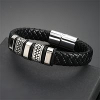 Casual Punk Cool Style Leaf Skull Pu Leather Alloy Men's Bracelets sku image 24