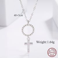 Simple Style Commute Cross Letter Sterling Silver Plating Inlay Zircon White Gold Plated Pendant Necklace sku image 4
