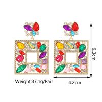 1 Pair Luxurious Shiny Square Plating Hollow Out Inlay Zinc Alloy Glass Dangling Earrings main image 7