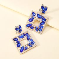 1 Pair Luxurious Shiny Square Plating Hollow Out Inlay Zinc Alloy Glass Dangling Earrings sku image 5