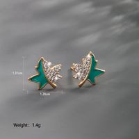 1 Pair Xuping Simple Style Classic Style Maple Leaf Heart Shape Flower Plating Inlay Copper Alloy Artificial Gemstones 14k Gold Plated 18k Gold Plated Ear Studs main image 8