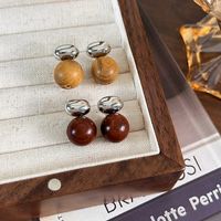 1 Pair Elegant Glam Lady Geometric Alloy Wooden Beads White Gold Plated Drop Earrings main image 3