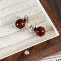 1 Pair Elegant Glam Lady Geometric Alloy Wooden Beads White Gold Plated Drop Earrings main image 9