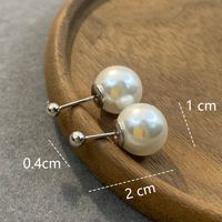 1 Pair Simple Style Round Plating Imitation Pearl 14k Gold Plated Silver Plated Ear Studs sku image 1