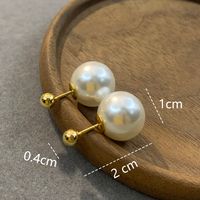 1 Pair Simple Style Round Plating Imitation Pearl 14k Gold Plated Silver Plated Ear Studs sku image 2