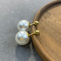 1 Pair Simple Style Round Plating Imitation Pearl 14k Gold Plated Silver Plated Ear Studs main image 6