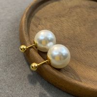 1 Pair Simple Style Round Plating Imitation Pearl 14k Gold Plated Silver Plated Ear Studs main image 4