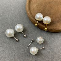 1 Pair Simple Style Round Plating Imitation Pearl 14k Gold Plated Silver Plated Ear Studs main image 9