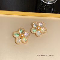 Wholesale Jewelry Retro Luxurious Flower Copper Alloy Artificial Crystal 14k Gold Plated Plating Inlay Ear Studs sku image 1