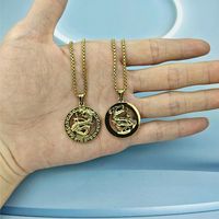Stainless Steel Chinoiserie Streetwear Plating Dragon Pendant Necklace main image 2