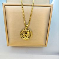 Stainless Steel Chinoiserie Streetwear Plating Dragon Pendant Necklace main image 3
