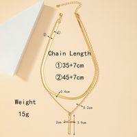 Retro Lady Streetwear Cross 14k Gold Plated Artificial Rhinestones Alloy Wholesale Double Layer Necklaces main image 6
