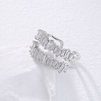 Fashion Irregular Square Double Row Color Zircon Opening Copper Ring main image 9