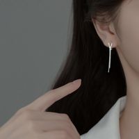 1 Pair Simple Style Solid Color Plating Inlay Sterling Silver Zircon Rose Gold Plated Silver Plated Drop Earrings main image 8