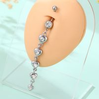 1 Piece Belly Rings Simple Style Classic Style Heart Shape 304 Stainless Steel Inlay Zircon Belly Rings main image 1