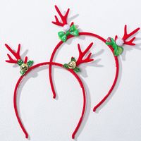 Cute Bow Knot Bell Antlers Flannel Hair Band main image 2