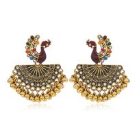 1 Pair Elegant Pastoral Peacock Plating Inlay Alloy Zircon Gold Plated Drop Earrings main image 5