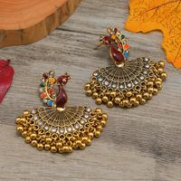 1 Pair Elegant Pastoral Peacock Plating Inlay Alloy Zircon Gold Plated Drop Earrings main image 2