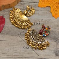 1 Pair Elegant Pastoral Peacock Plating Inlay Alloy Zircon Gold Plated Drop Earrings main image 3