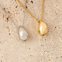 Stainless Steel 18K Gold Plated White Gold Plated Simple Style Plating Water Droplets Pendant Necklace main image 4