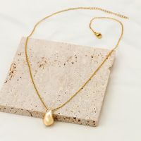 Stainless Steel 18K Gold Plated White Gold Plated Simple Style Plating Water Droplets Pendant Necklace main image 5