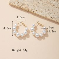 1 Pair Elegant Simple Style Round Pearl Plating Alloy 14k Gold Plated Earrings main image 5