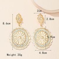 1 Pair Retro Oval Flower Plating Inlay Alloy Artificial Rhinestones 14k Gold Plated Drop Earrings main image 6